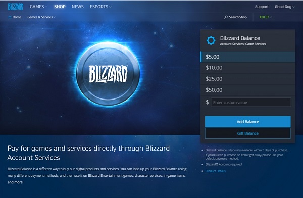 Blizzard Balance Gifting